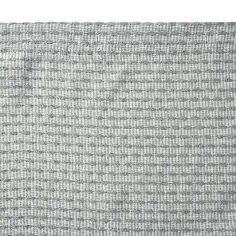 Fabric Shower Curtain with Green and White Pinstripe photo 3