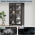 thumbnail image 5 of RGB LED Glass Display Cabinet, 4-Tier Storage with Glass Doors, Motion Sensor & USB Port, Decorative Storage Cabinet for Collectibles, Books in Living Room Corner, 5 of 9