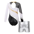 thumbnail image 2 of Haitryli Ballet Dance Jersey Leotards for Girls Biketards Sparkly Bodysuit with Shorts Outfits Gymnastics Dancewear White&Silver 14, 2 of 7