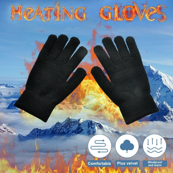 Thermal Winter Gloves for Men & Women – Thick Knit Gloves for Skiing, Hiking & Cold Climates Under 1$, Yubnlvae Women's And Men's Gloves Thick Color Warm Cycling , Black, One Size