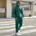 thumbnail image 6 of Fgvctg Mens Sweatsuits Set 2 Piece Winter Lounge Sets Warm Fleece Sweatsuit Plus Size Jogger Sweatpant Oversized Sweatshirts Tracksuit with Pockets Dark Green 3XL, 6 of 9