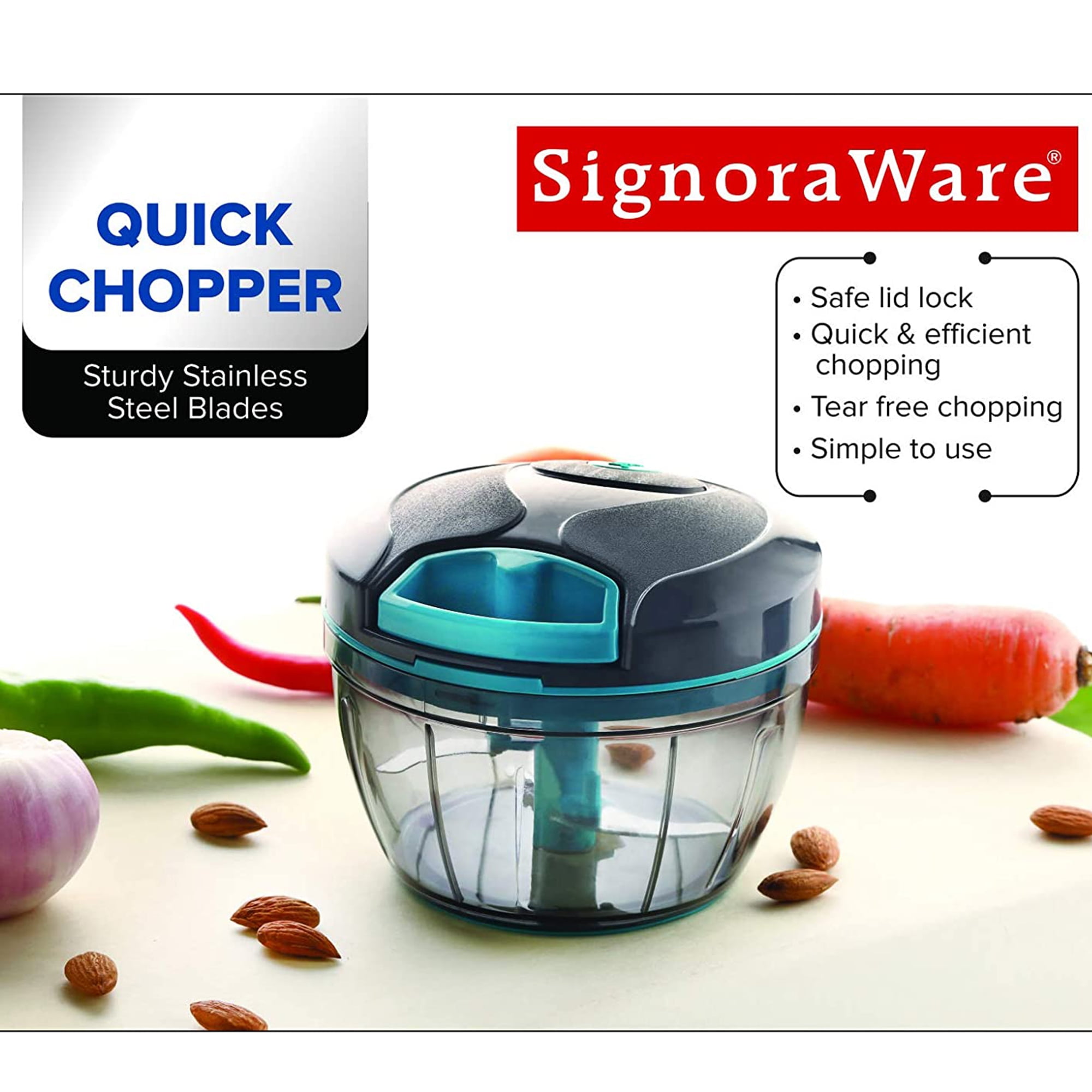 Manual Stainless Steel Compact Extra Sharp Vegetable Chopper with 5 Blades  (750 ml)0065A