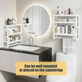 thumbnail image 4 of Estantes organizadores de baño Estante flotante de 3 niveles con barra para colgar sobre el inodoro Estante de pared para baño Organizador de baño de pared ajustable (blanco), 4 of 8