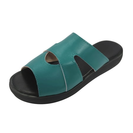 

uikmnh Women Slippers Women Fish Mouth Shoes Wedge Sandal Middle Heel Flip-Flop Slippers Summer Sandals Green 6.5