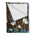 thumbnail image 2 of Brown and Blue Soft Flannel Fleece Throw Blanket, Daffodils Cornflowers Pattern Nature Inspired Floral Bouquet Design, Cozy Plush for Indoor and Outdoor Use, 60" x 80", Brown Blue Green, by Ambesonne, 2 of 5