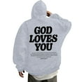 thumbnail image 3 of Jesus Hoodie for Men God Loves You Print Zip Up Christian Faith Sweatshirt Y2K Spring Fall Light Gray M, 3 of 6