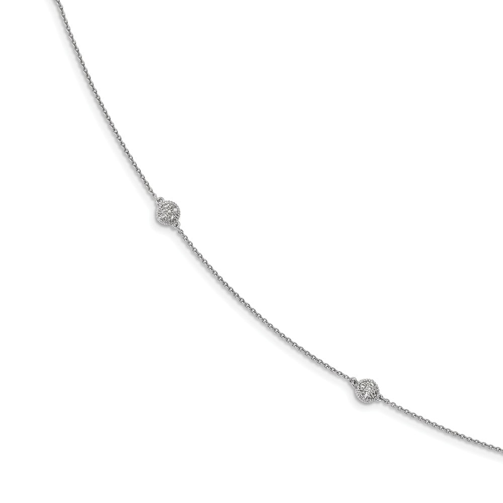 1mm Jewel Tie 925 Sterling Silver & CZ Cubic Zirconia Polished Fleur De Lis Necklace Chain