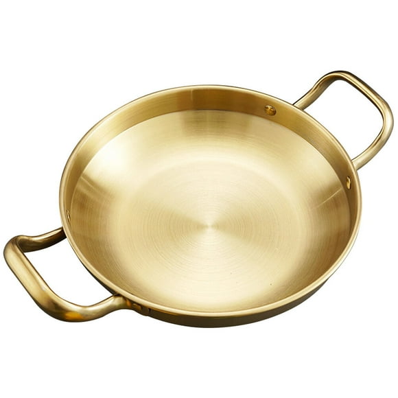 EeaseMX Sartén de acero inoxidable de doble oreja, olla coreana para ramen, fideos, olla pequeña para calentar