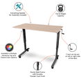 thumbnail image 6 of Stand Up Desk Store Crank Adjustable Height Rolling Standing Desk (Charcoal Frame/Natural Walnut Top, 48" Wide), 6 of 7