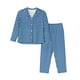 thumbnail image 1 of Balery Blue Gingham Conjunto de Pijama con Estampado para Mujer, Conjunto de Dos Piezas con Manga Larga, Ropa de Dormir Suave con Bolsillos, Pijamas Cómodos-Large, 1 of 7