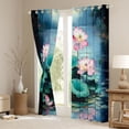 thumbnail image 3 of Homewish Rustic Lotus Blackout Curtains Set of 2 (52x84 Each),Country Lotus Leaves Window Curtains,Pink Green Curtains and Drapes For Girls Kids,Breathable Home Decor, 3 of 6