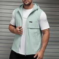 thumbnail image 2 of Busydd Mens Hooded Vest Trendy Solid Color Front Pockets Sleeveless Zip Up Fall Jackets M, 2 of 10
