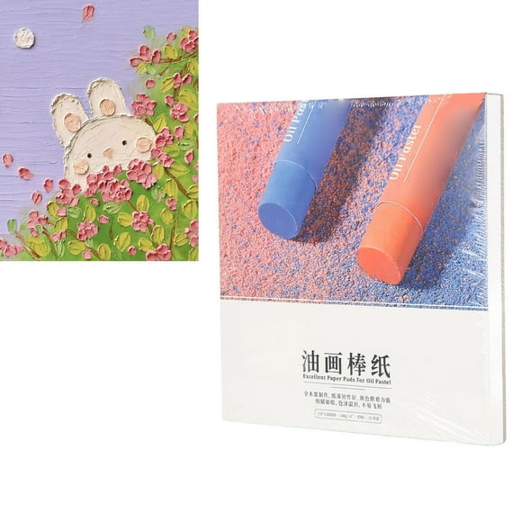 Papier d'Art, Papier Peint Pastel à l'Huile Forte Adhérence Pâte de Bois Pure Coloration Facile Toucher Brillant Carnet de Croquis Pastel à l'Huile Bloc de Papier à Dessin Papier d'Artiste pour Adultes Étudiants