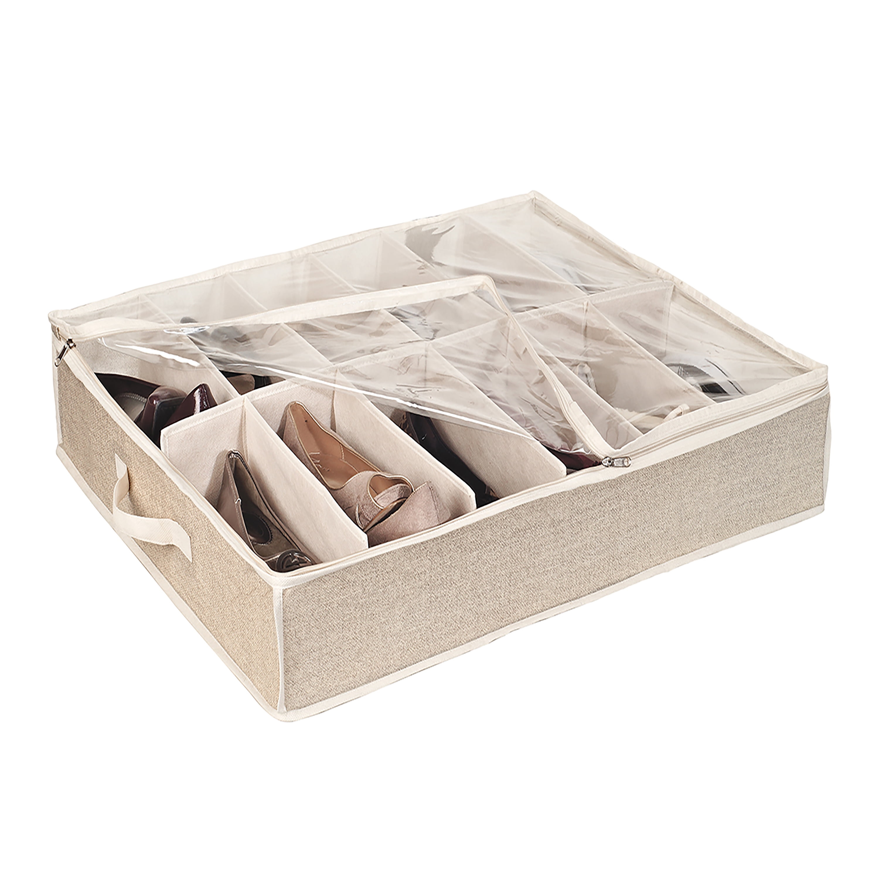 Simplify 12 Pair Under the Bed Shoe Storage Box in Faux Jute Walmart
