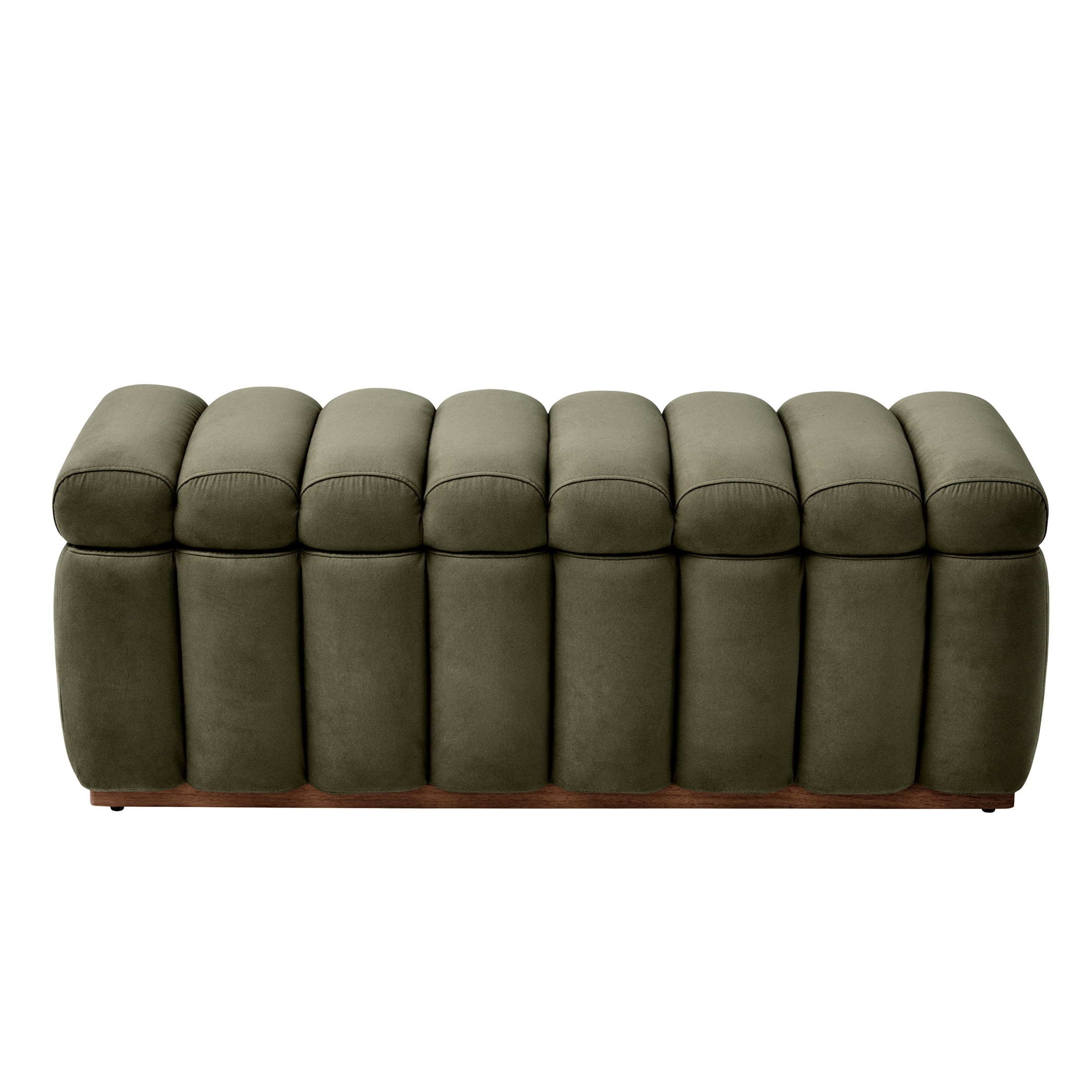 Better Homes & Gardens 47.24" Lillian Channel Tufted Bench, Olive Velvet