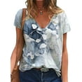 thumbnail image 1 of XXLvision Women Floral Print V Neck Straight Baggy T-Shirts, 1 of 4