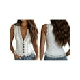 thumbnail image 2 of Women'S Sleeveless Western Cowgirl Outfit Vest Tops V Neck Cropped Casual Tops Regular Fitted Jacket Waistcoat White XXL, 2 of 6