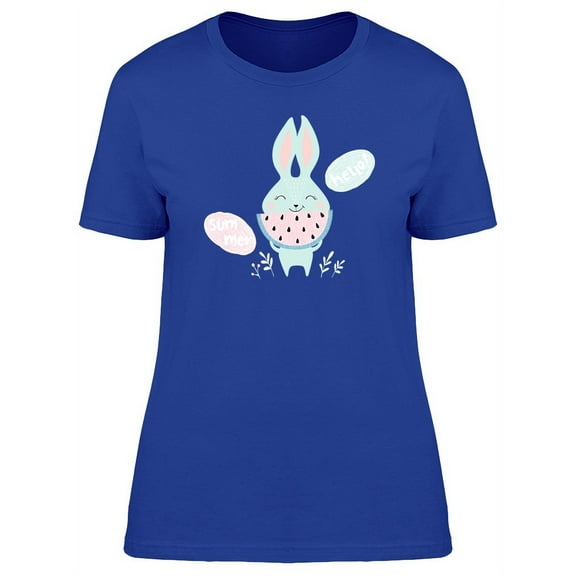 Cute Bunny Hello Summer T-Shirt Women -Image by Shutterstock, Female 3X-Large