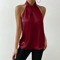thumbnail image 6 of Brnmxoke Silk Stain Camisole Womens Sleeveless Racerback High Neck Casual Basic Tank Top,Teen Girls Summer Crewneck Tank Tops Solid Color Loose Sleeveless Tops Shirts 2024, 6 of 7