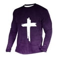 thumbnail image 3 of Jinhomg Casual T-Shirts for Men 2025 Trendy Gradient Color Cross Print Tees Big and Tall Comfy Long Sleeve Crew Neck Pullovers Daily Wear Prime Day Deals Today Purple XXL, 3 of 4