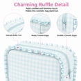 thumbnail image 4 of Light Blue Gingham Ruffle Makeup Bag, Large Capacity Waterproof Cosmetic Bag Wide Opening Travel Toiletry Organizer for Women Girls, 4 of 7
