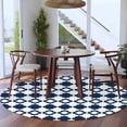 thumbnail image 3 of Bohemia Round Area Rug 8Ft Washable Large Circle Rugs for Living Room Dorm, Minimalist Geometric Pattern Abstract Dark Blue Non-Slip Carpet Floor Mats Indoor Outdoor Carpet Runner Home Decor, 3 of 8