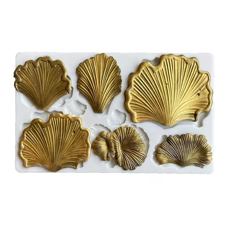 3pcs Ginkgo Biloba Fondant Molds, Fungus Cake Decoration Silicone Mold, Candy Chocolate Mold, Butter Biscuit Sugar Craft Glue, Clay Resin Plaster Candle Mold, Multi-Functional Mold