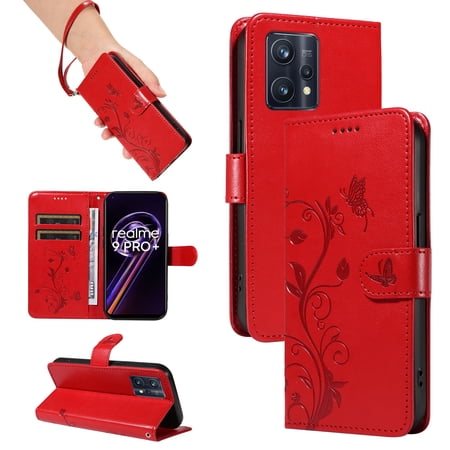 Wallet Case for Realme 9 Pro Plus, PU Leather Kickstand with Card Slots Shockproof Flip Cover for Realme 9 Pro Plus
