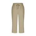 thumbnail image 6 of QATAINLAV Women's Capris High Waisted Cropped Golf Pants Drawstring Casual Stretchy Atheltic Running Sweatpantswith Pockets Beige M, 6 of 9