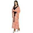 thumbnail image 4 of Bimba Women Long Kaftan Designer Kimono Caftan Coverup With Contrast Belt, 4 of 6