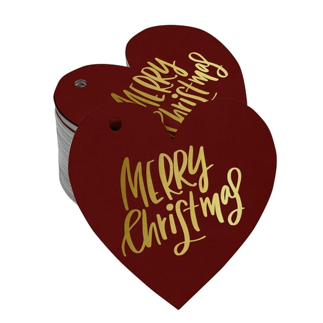 Inkdotpot 50 Pack Real Gold Foil Paper Tag Merry Christmas Favor Hang Tag