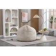 thumbnail image 3 of Round Bean Bag Chair with Ottoman, High Pressure Foam Lazy Sofa Chair with Footstool, Ultra Soft BeanBag Chair with Memory Sponge Filler, Floor Lounge Chair for Living Room, Bedroom, Beige, 3 of 8
