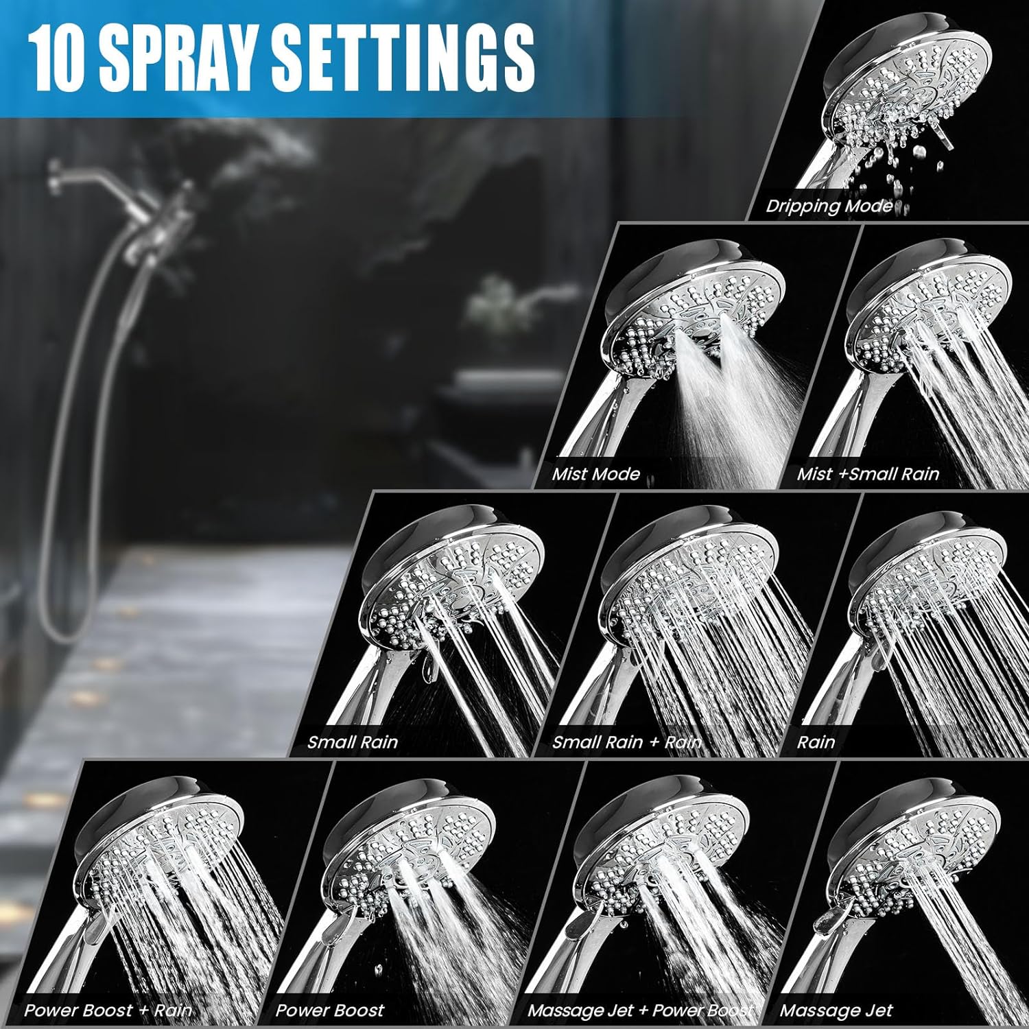 KINGTACK 2-in-1 Rainfall Shower Head with Magnetic Dock photo 2