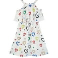 thumbnail image 2 of Girls Dress Colorful Heart Print Cold Shoulder Party Dress 12 Years, 2 of 8
