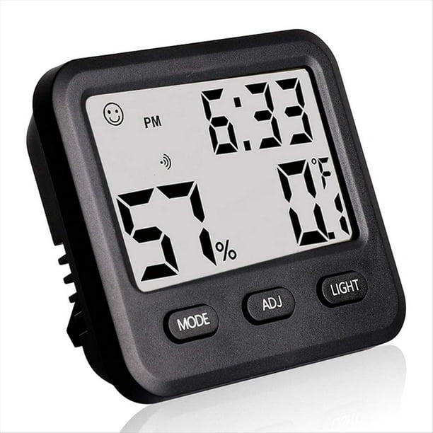 Higrómetro Digital para Interiores, Termómetro y Medidor de Temperatura y Humedad con Relojes de Escritorio para Dormitorio, Oficina y Hogar.