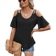 thumbnail image 1 of Blusas con Ojales para Mujer, Camisetas de Corta, Moda de Verano y 2025, Blusas de Hombros Descubiertos, Negras, Talla M, 1 of 10