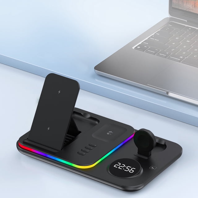 Soporte Del Cargador Estación de carga rápida 4 en 1 Protección contra sobrecorriente para iPhone Apple Watch