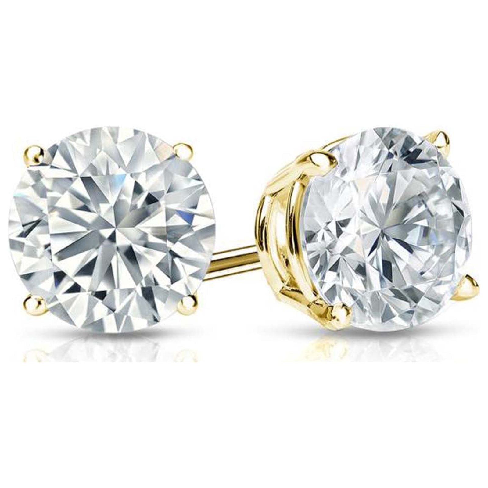 14K Yellow Gold 1/2 Ct White Diamond Round Stud Earrings for Women and Men Plated by Paris Jewelry