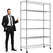 6 Tier Wire Shelving Unit, Heavy Duty Adjustable Metal Shelf Storage Rack Chrome