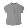 thumbnail image 5 of ZACPNCV Summer Girls Shirts Kids Tops Lapel V Neck Button Down Shirt Loose Fit Dressy Casual Blouses Tee Gray 9-10 Years, 5 of 9