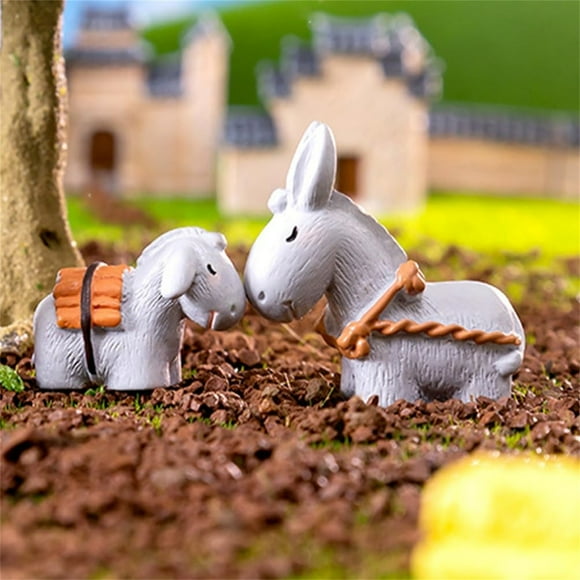 Resin Mini Donkey Figurine for Cake Toppers and Fairy Gardens