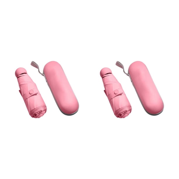 Advancent Paraguas plegable para senderismo, portátil, a prueba de sol, impermeable, 5 pliegues, sombrilla, equipo para exteriores, regalo Rosa oscuro 2Conjunto