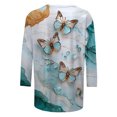 thumbnail image 5 of ZQGJB Plus Size Womens 3/4 Sleeve Tops Cute Tie Dye Marble Pattern Print Crew Neck Basic Tunic Blouse Loose Lightweight Casual Graphic T-Shirts Multicolor#03 L, 5 of 5