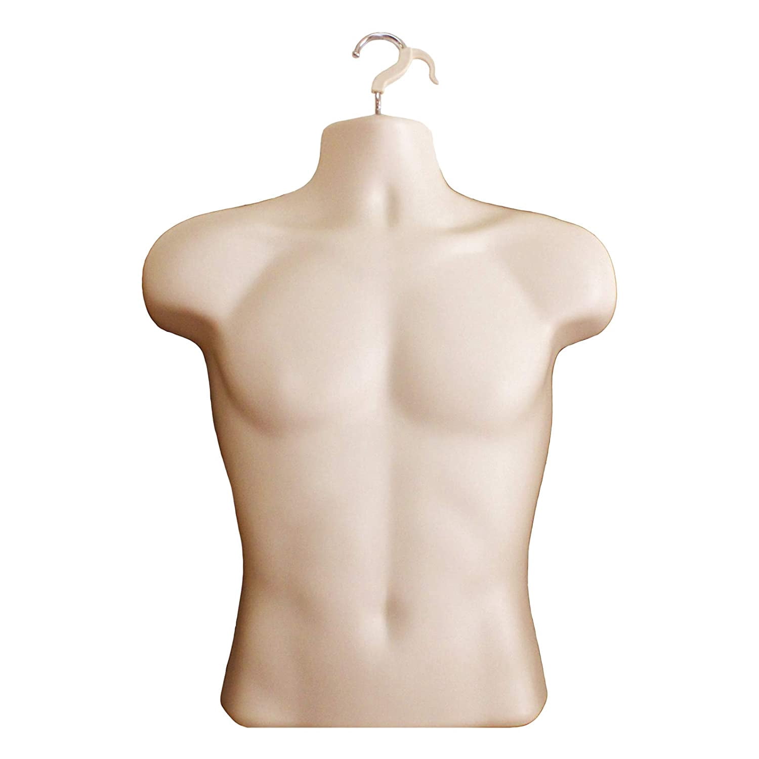 DisplayTown Flesh Male + Female Mannequin Hollow Back Body Torso Set w/ Metal Stand and Metal Pole & Hanging Hook, S-M Sizes
