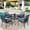 Black & Blue, variant on SUMMIT LIVING 5-Piece Outdoor Patio Dining Set with 4 Cushioned Chairs & Metal Steel Table with Umbrella Hole, Black & Red