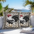 thumbnail image 5 of Waterproof Throw Pillow Covers Set of 2, 26x26 Inch Vintage Rooster Decorative Pillowcases Outdoor Pillow Slip Cushion Covers Set for Couch Tent Farmhouse Black White Animals Watercolor, 5 of 7