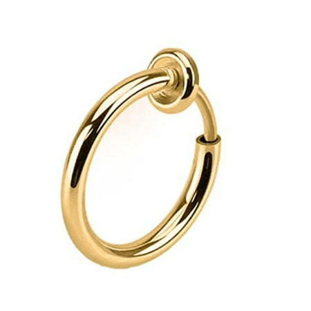 White Gold Spring Ring - BodyJ4You Non-Piercing Septum Hoop Spring Action Goldtone Fake Body Jewelry