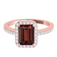 thumbnail image 2 of Mauli Jewels 3.20 Carat Emerald Shaped Diamond and Garnet Engagement Rings for Women, 10K Rose Gold Wedding Rings Gifts for Her, 2 of 6
