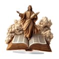 thumbnail image 1 of Estatua de Jesús acrílica decorativa para el hogar, suministros festivos con libro bíblico, adorno para chimenea, sala de estar, recuerdos de fiesta, 1 of 9