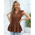 thumbnail image 3 of Women's Summer Casual V-neck Peplum Sleeveless Tiered Ruffled Hem Solid Color Babydoll Tank Tops, 3 of 10